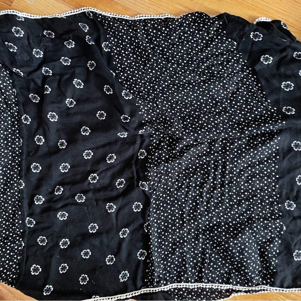 LOFT Scarf in Black and White Floral Pattern